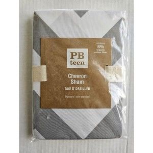 Pottery Barn Teen Chevron Standard Pillow Sham Gray White Cotton Dorm Bed Decor